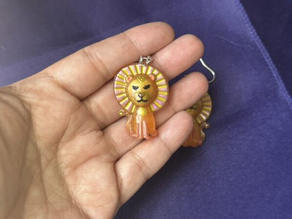 Safari Animal Resin Earrings – Orange Dangle Jewelry for Her